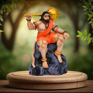 Craftarium Bahubali Hanuman Idol Home Decor Statue for Car, Office/Study Table Gift & Pooja Decorative Showpiece  -  12 cm