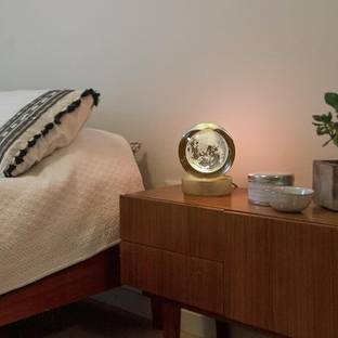 Gopz 3D Galaxy Crystal Ball Lamp, Color LED, Remote, Moon Night Light Decorative Showpiece  -  6 cm
