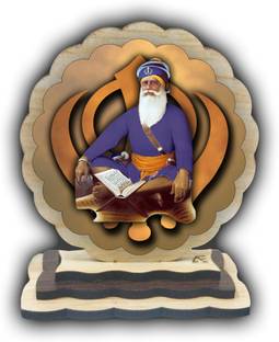 ART END Wooden Car Dashboard Idols Photo Baba Deep Singh Ji - 2 Decorative Showpiece  -  8 cm