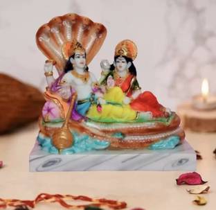 sanskaari Lord Vishnu Laxmi On Sheshnag Idol | Venkateshwar Narayan laxmi devi Decorative Showpiece  -  14 cm