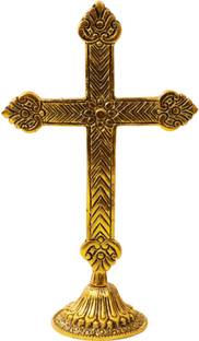 Spillbox Oxidized Metal Cross Idol|Showpiece for Home Decor|Christian Decorative Decorative Showpiece  -  22 cm