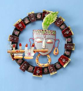 Medieval Arts Metal Krishna Wall Hanging |Artistic Wall Art for Living Room & Office Decorative Showpiece  -  48.26 cm