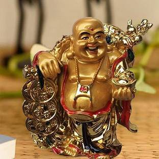 GJ Polyresin Vastu/Feng Shui Laughing Buddha for Home Decor Decorative Showpiece  -  12 cm
