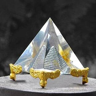 DIVINE Crystal Pyramid For Positive Energy Good Luck & Prosperity Decorative Showpiece  -  6 cm