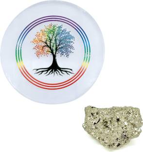 vastu vardan Crystal Charging Selenite plate (3Inch) With 10-20 gm Pyrite Stone Decorative Showpiece  -  0.9 cm