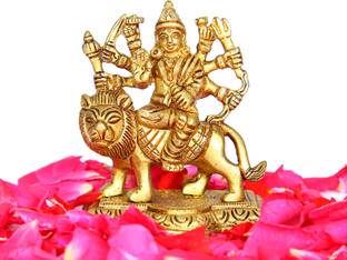 aalayam selveer Small Durga Maa Idol Brass | Small Maa Durga Idol Brass Decorative Showpiece  -  9.5 cm