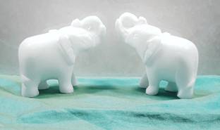 KRAFT CLOUDS Small Elephant Idol Figurine Sculpture for Car dashboard Home Office Set of 2 Decorative Showpiece  -  5.5 cm