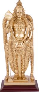 Shirphakala Pathumalai Murugan Resin Idol, Gold Finish - 12 inch Height Decorative Showpiece  -  33 cm