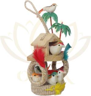Oanik Artificial Birds Nest Hanging Made of Natural Grass Best for Balcony Home Decor Decorative Showpiece  -  25 cm