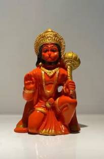 welno international Hanuman Statue /Murti/ Idol Marble Finish (Polyresin, Clear) Decorative Showpiece  -  9 cm