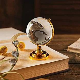 Shopperduniya Fengshui Crystal Globe with Golden Stand for Positive Energy Success Good Luck Decorative Showpiece  -  5 cm
