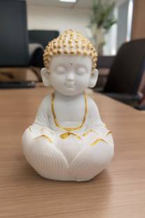 SR JAANVI COLLECTION Cute Lotus Buddha Statue for Decoration | Tranquil Meditation Idol Decorative Showpiece  -  12 cm