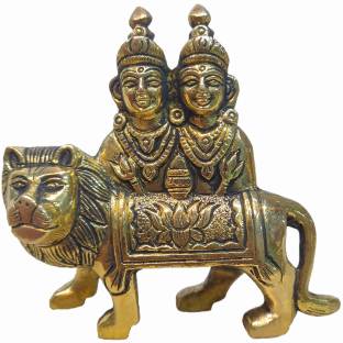 Anjini Chandi Chamunda Mata Smiling Face Pure Brass Murti Idol 520 grams Decorative Showpiece  -  10 cm