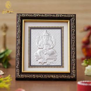Tedlayer 999 Silver Ganesh ji Frame for Gifts and Home Décor (5.7 x 5 Inches) Decorative Showpiece  -  3.7 cm
