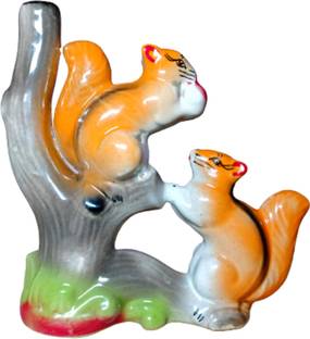 Balaji Tradings B Things- Pair of Squirrel Sitting on Tree Figurine for Home and Office Décor Decorative Showpiece  -  17.5 cm