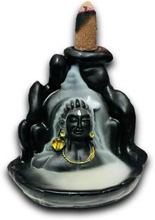 Starpion Mahadev Adiyogi Shiva Backflow Incense Burner with 10 Cone for Gifting Shiv ji Decorative Showpiece  -  12 cm