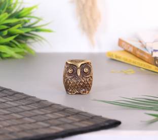 Shreeyash Small Brass Owl Showpiece, 2" Tall, 145g, Vintage Decorative Figurine Decorative Showpiece  -  5 cm