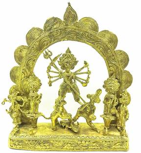 PAYELIANA Handmade Handicrafts Brass Dokra MA Durga 27cm x 27cm Decorative Showpiece  -  27 cm