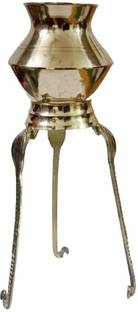 Chkoteravatiya Shivling Jal Abhishek Lota with Shivling Stand Jaldhara Patra Brass Tripai Stand Decorative Showpiece  -  18 cm