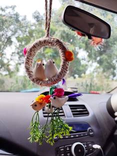 ds Birds with Hanging Nest for Home Decoration Decorative Showpiece  -  9 cm