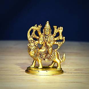 PMW Durga Maa Murti idol,Shero vali maa Metal Statue for Temple Pooja Decorative Showpiece  -  15 cm