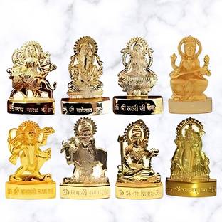 sanskaari Lakshmi Devi Statue, Radha Krishna Statue,Goddess Maa Durga Devi Idol 8 Bhagwan Decorative Showpiece  -  7 cm