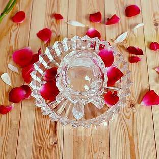 mahakal Vastu Feng Shui Crystal Turtle with Glass Plate, For Good Luck Home & Office Decorative Showpiece  -  5 cm