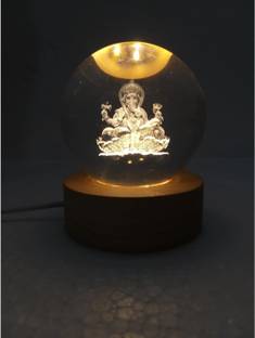 Jindal ent 3D Universe Shree Ganesh Crystal Ball Night Light Glass Space Galaxy Decorative Showpiece  -  15 cm