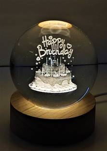 Lilone Happy Birthday Crystal Ball USB Lamp Decorative Showpiece  -  8 cm