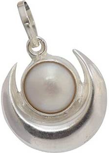 Jinali Gems Half Moon Shape Pendant with Natural Pearl Chand Moti Locket Decorative Showpiece  -  3 cm