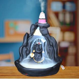 KLASSYWORLD Adiyogi shiv shankar mahadev smoke backflow fountain Waterfall statue, 20 cones Decorative Showpiece  -  9 cm