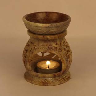 MBSC Natural Stone Aroma Burner Oil Diffusers Home Decor 1 Tea Light Candle Decorative Showpiece  -  12.7 cm