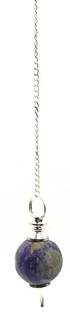 Plus Value Lapis Lazuli Stone Crystal Ball Chain Dowsing Pendulum for Reiki, Chakra, Healing, Meditation (4 Charts, Jute Bag) Decorative Showpiece  -  11 cm