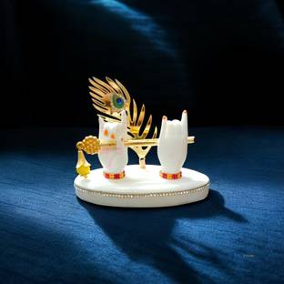 D K MART Shree Krishna Hand Flute Idol For Car Dashboard and Office Table & Gift Purpose Decorative Showpiece  -  9.5 cm