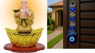 Pnoted SOLAR BUDDHA, NAZAR BATTU Decorative Showpiece  -  14 cm