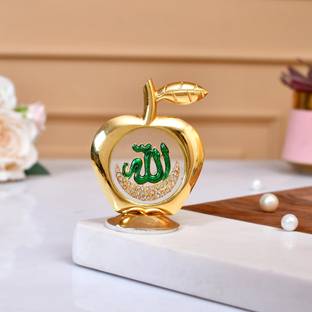 KhwajaDarbar Islamic Car Decor Apple Shaped Showpiece with Allah and Chand Symbol Decorative Showpiece  -  7 cm