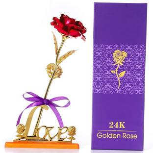 YaaYi Red Rose with Love Stand | Precious Red Rose for Loved one and Someone Special Decorative Showpiece  -  25 cm
