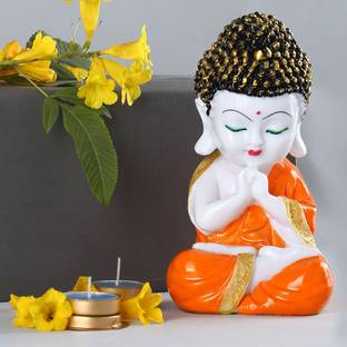 GW Creations HomeDecor Showpiece Beautiful Lord Meditating Position Monk Statue For Good Luck Decorative Showpiece  -  20 cm