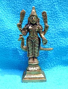 RBHKJ Lord Murugan Kartikeya Idol Kartikeya Peetal Murti Kartik Statue 350 Gram Decorative Showpiece  -  12 cm