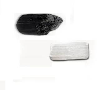 AIR9999 Black Tourmaline Selenite Raw Rough Protection Kit for Chakra and Reiki Healing Decorative Showpiece  -  4 cm