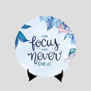 Fabaura Stay Focus And Never Give Up Motivational Quotes For Table Decor (SP_1201-F) Decorative Showpiece  -  19 cm