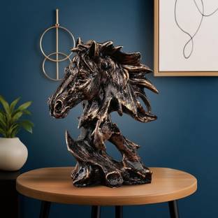 GW Creations Running Horse Handcrafted Statue|Home Décor|Drawing |living Room|Marble Finish Decorative Showpiece  -  26 cm