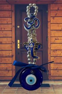 Pravyon OM Ganesh Ji Evil Eye Showpiece for Home/Office – 15 cm Decorative Showpiece  -  2 cm