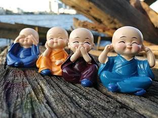 mandora creations Four Cute Monk Decorative Showpiece  -  4 cm