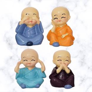 SR JAANVI COLLECTION Cute Little Baby Monk Buddha Set of 4 Decorative Showpiece  -  5 cm
