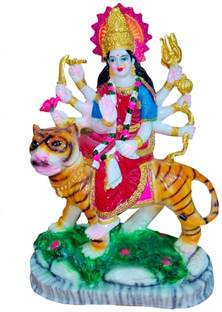 krishnagallery1 Jaipuri Marble Sherawali Mata Murti Decorative Showpiece  -  15 cm