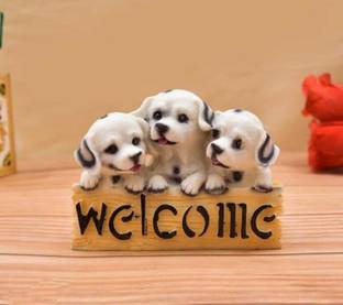 YuviKrissh Welcome Dog Showpiece Statue for Door Entrance Decoration Items Decorative Showpiece  -  10 cm
