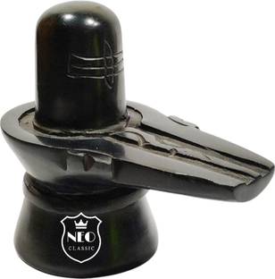 Neo Classic Black Marble Shivling for Puja (Marble, Black) Bholenath Shivling Height-8 inch Decorative Showpiece  -  20 cm