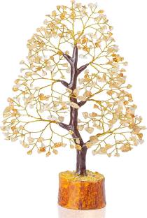 DVISHA Citrine Gemstone Tree Feng Shui Figurine Money Bonsai Chakra Balancing Tree Decorative Showpiece  -  8 cm