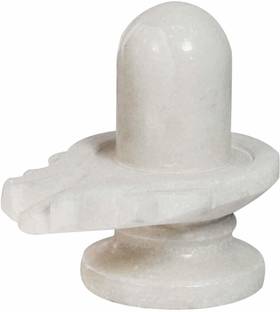 salvusappsolutions White Marble Shivling - Lord Shiva Lingam for Hindu Pooja Decorative Showpiece  -  6 cm